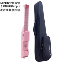pianoled樂典智能靜音吉他 民謠入門初學者練習電吉他 新手便攜不傷手樂器, MIDI專業版12品（粉）+琴包, 1個