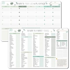 Baby First Food 체크리스트 2개 아기 LED 이유식 용품 Baby First Foods 트래커 냉장고 자석 및 일일 음식 로그 식사 플래너 30.5cm x 2, Baby First Food 체크리스트 2개, 아기 L