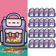 다온마켓 레트로 디자인 책가방 다용도 선물포장 구디백 지퍼백, 퍼플라지, 20P 1세트