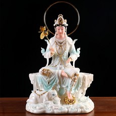 文殊普賢菩薩神像 供奉居家擺件, 1個, 12寸普賢菩薩空心漢白玉)