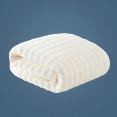 吸水速乾純棉直條紋大浴巾, 1個, (@3)雲朵泡泡絨 70*140cm, 溫柔米白色