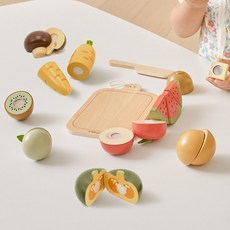 원목 과일 자르기 유아용 야채 장난감 주방 소꿉 놀이 세트 폴라비 3종, 야채자르기