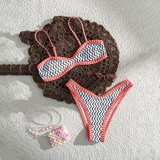 歐美印花吊帶比基尼分體泳衣女沙灘海邊溫泉泳裝