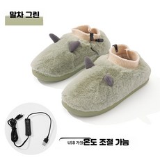 온열슬리퍼 발난로 usb발난로 발열실내화 usb온열발난로 usb발열발난로, 그린 젤 38-39도 조절 가능, 단일 모델