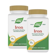 네이처스웨이 아이언 철분 18mg 글루코네이트 캡슐 Nature's Way Iron, 100정, 2개