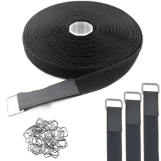 COVERONE 재사용 가능 튼튼한 나일론 조절식 케이블 고정 스트랩 50p, 25mm*10m 스크랩1P + 버클 50P