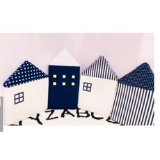 全新馬卡龍色系加厚防撞床圍 童趣小房子造型 無毒無螢光劑優質床圍, 一組4片藍色 2組以上請選宅配