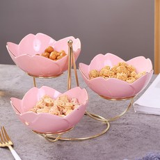 點心架 櫻花造型 多層下午茶擺件展示架, 1個, 新款 三碗款粉 注意此款容量小, 粉