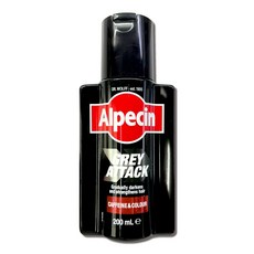 Alpecin Grey Attack 咖啡因增色洗髮露 200ml 漸進式遮蓋白髮強韌髮絲, 1個, 黑色