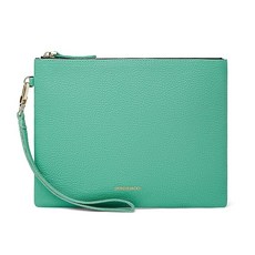 ECLATIS DORIS&JACKY 램스킨 여성 스런 가죽 손목 클러치 지갑 소프트 디자이너 슬림 휴대폰 파우치 백 탈착식 스트랩 포함 염소-오프 화이트 301638, 염소가죽-그린, 염소 그린