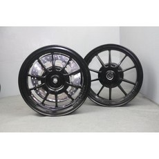 SZR 適用於 VJR 125 雷霆S 超5 G6 12吋 10爪 鋁合金輪圈 適用前後碟 黑色/銀色, 1個, 前框