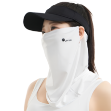 [UPF50+] 자외선 차단 메쉬 쿨 마스크 여성용 귀걸이형 얼굴 가리개 골프 등산 목토시, 1개, 화이트