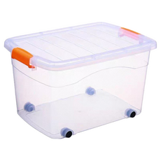 德利生活 可堆疊透明收納箱 PP材質 附提把密封蓋 堅固耐用 多尺寸選擇 (15L/22L/42L/62L附輪), 透明, 1個