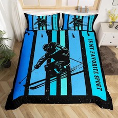 스키 이불 커버 세트 트윈 사이즈 남아 남성용 스포츠 침구 어린이 소년 남성 청소년 방 장식 성인 야외 커버 겨울 익스트림 2개 베개 1개