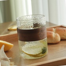 이중벽 투명 음료컵 목재 받침대 300ml 차 커피 겸용 홈카페 테이블웨어, 1개, 에낙 내열유리컵 300ml