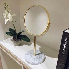 化妝鏡 玫瑰金 圓鏡 桌上鏡 雙面鏡, 金色圓座