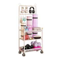 소도구 요가매트 운동기구 보관함 정리대 거치대 이동식 용품 철제 필라테스 틈새 정리함 보관, 2. 운동기구수납선반(사각관기본형)화이트