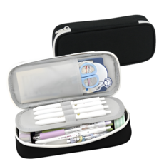 BDYP 가벼운 대용량 무지 필통 패브릭 펜 파우치, 1개, 블랙