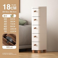 틈새 수납장 서랍장 슬림 보관 다용도 키큰장 틈새장 부엌 주방, 3 칸, 높은형 깊어진 [18cm 폭] 바퀴 포함