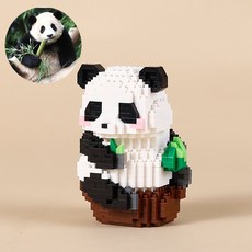阿LIN 熊貓積木 花花日常 微顆粒積木 模型擺件 兒童益智玩具 兼容樂高, 1個, 花花幹飯556PCS