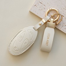 (무료각인)트니르 현대 호환 더올뉴 팰리세이드 더뉴투싼nx4 디올뉴싼타페mx5 쏘나타디엣지 더뉴아반떼cn7 올뉴코나sx2 그랜저gn7 아이오닉 전용 스마트 차 키케이스 가죽, 현대J타입(5버튼), 아이보리