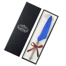 【開發票/統編】復古羽毛蘸墨水筆套裝 附多款筆尖與墨水 適合贈禮 收藏 精緻禮盒包裝, 1個, 實惠款-寶藍