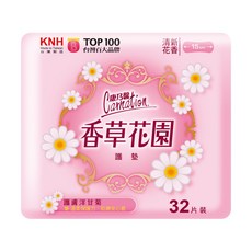 KNH 康乃馨 香草花園護墊 清新花香 15cm 32片, 一般, 1包