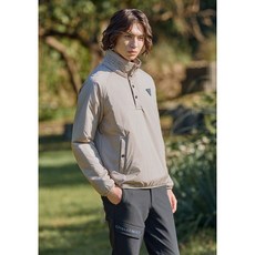 챌린저 남성 레터링자수 버튼하이넥 패딩 우븐탑 베이지