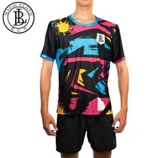 BL魔幻布 75g超輕量機能短T - 時尚印花，速乾透氣運動上衣, 黑彩, 1個