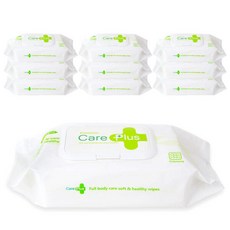 케어플러스 엠보싱 물티슈 72매 캡형 10팩 비츄인 M007, 10개