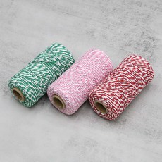 세모쇼핑백 고급 트와인끈 크리스마스 포장끈, 단색 트와인끈, 2mm X 100M, 그린 2개