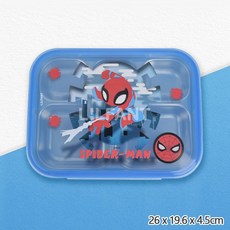 里和 lilfant 韓國製 漫威 304不鏽鋼兒童餐盤 樂扣式 鋼鐵人 蜘蛛人 便當盒 飯盒 正版, 1個, 紅色, 餐盤、收納包