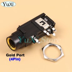 오디오 잭 커넥터 6.35mm 6.5mm 4핀/3핀 모노 암소켓 PCB 패널장착 마이크 섀시 어댑터, 4Pin Gold, [18] 4Pin Gold