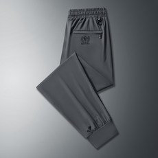 大尺碼L-8XL男生冰絲涼感長褲 直筒束口彈力透氣運動褲