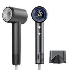 디엔피오 프리미엄 BLDC 초강력 음이온 헤어 드라이어 스마트 LED 디스플레이 가정용 전문가용 드라이기 1600W, 블랙, YEY-GS83