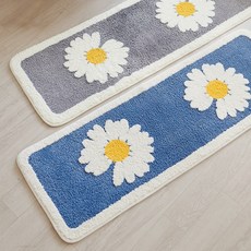 이솔홈 데이지 극세사 주방매트, 블루