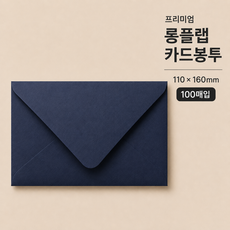 프리미엄 롱플랩 카드봉투 엽서봉투 청첩장봉투, 100개, 네이비