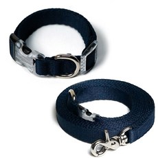 아띠지기 반려동물 목줄 + 핸즈프리 리드줄 세트, 네이비, 1세트