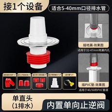 橫式雙直頭排水分流器, 1個, 單直頭【不鏽鋼密封蓋+單向閥】