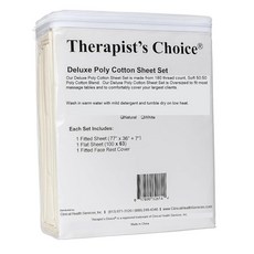Therapist's Choice 디럭스 폴리 면 시트 3피스 세트 마사지 테이블용 플랫 시트 매트리스 커버 및 포함(내추럴) 226538