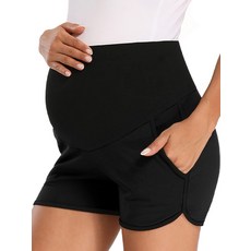핏글램 여성 임산부 반바지 오버 벨리 임신 라운지 운동 런닝 파자마 수면 포켓 포함