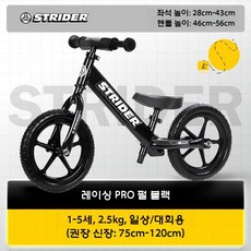 어린이용 밸런스 스쿠터 경주용 알루미늄 자전거 Strider, 1개, 12Pro 블랙 12인치 (1-4세)
