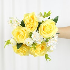 성묘 조화 꽃다발, 1개, 엘로우 장미