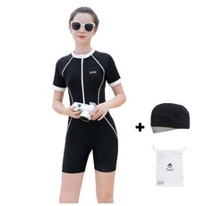 로을 초등학생여아 수영복 반집업 반팔 원피스 일체형 올인원 스윔슈트