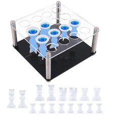레진 체스 세트 몰드 16피스 풀 사이즈 3D 실리콘 체스 몰드 키트 피스 홀더 포함 에폭시 레진 체커 캐스팅 DIY 홈 데코 보드 게임 및 가족 파티 공예용, 레진 체스 세트 몰드, 16피스 풀 사이즈 3D 실리콘