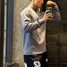 男士寬鬆速乾半拉鏈運動T恤 美式跑步籃球訓練長袖上衣 秋冬款