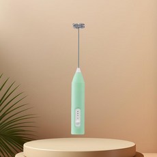 電動咖啡打奶器 手持USB充電三檔調速攪拌棒, 1個, 升級雙簧三擋調速淺綠攪拌更均勻