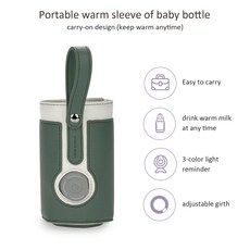 USB 베 이 비 젖병 난방 봉투 휴대용 사료 병 난방기 야외 여행 용 베 이 비 항온 주머니, 녹색., 1개, 1매