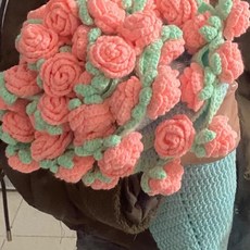 꽃다발 담요 핸드메이드 DIY 장미 꽃다발 크로셰 뜨개질 뜨게꽃 선물, G 70x70cm  (재료 패키지), 1개