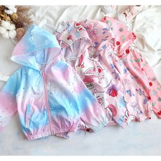 兒童單層風衣薄外套-愛心小兔圖案拉鍊連帽防風外套(現貨5-13號)